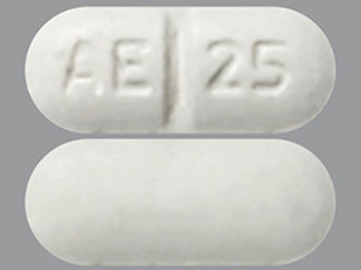 This is a Tablet imprinted with AE 25 on the front, nothing on the back.