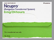 Neupro: This is a Patch Transdermal 24 Hours imprinted with nothing on the front, nothing on the back.