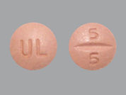 Bisoprolol Fumarate: Esto es un Tableta imprimido con UL en la parte delantera, 5  5 en la parte posterior, y es fabricado por None.