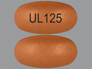 Esto es un Tableta Dr imprimido con UL125 en la parte delantera, nada en la parte posterior, y es fabricado por None.