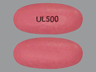 This is a Tablet Dr imprinted with UL500 on the front, nothing on the back.