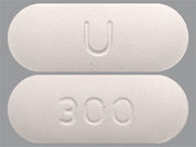 Quetiapine Fumarate: This is a Tablet imprinted with U on the front, 300 on the back.