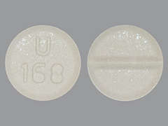 Esto es un Tableta blanco redondo imprimido con U  168 en la parte delantera, nada en la parte posterior, y es fabricado por UNICHEM PHARMAC.