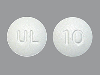 This is a Tablet imprinted with UL on the front, 10 on the back.
