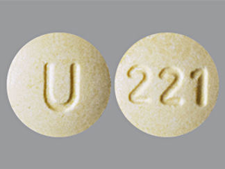 This is a Tablet Chewable imprinted with 221 on the front, U on the back.
