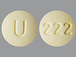 This is a Tablet Chewable imprinted with 222 on the front, U on the back.