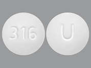 Rizatriptan: This is a white round Tablet imprinted with 316 on the front, U on the back, and is manufactured by UNICHEM PHARMAC.