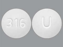 Esto es un Tableta blanco redondo imprimido con 316 en la parte delantera, U en la parte posterior, y es fabricado por UNICHEM PHARMAC.