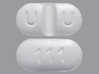 This is a Tablet imprinted with U U on the front, 111 on the back.
