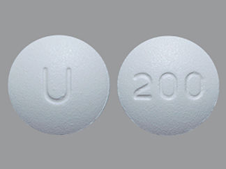 This is a Tablet imprinted with U on the front, 200 on the back.