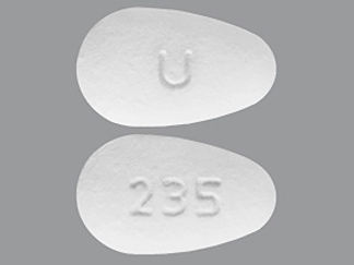 This is a Tablet imprinted with 235 on the front, U on the back.