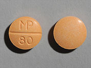 Allopurinol: This is a Tablet imprinted with MP  80 on the front, nothing on the back.