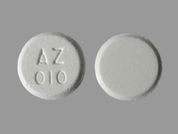 Non-Aspirin: Esto es un Tableta imprimido con AZ  010 en la parte delantera, nada en la parte posterior, y es fabricado por None.