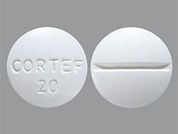 Hydrocortisone: Esto es un Tableta imprimido con CORTEF  20 en la parte delantera, nada en la parte posterior, y es fabricado por None.