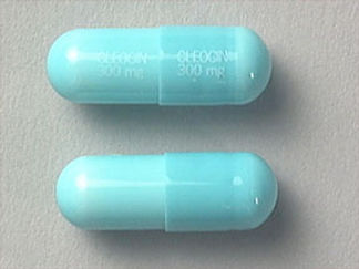 This is a Capsule imprinted with CLEOCIN  300 mg on the front, CLEOCIN  300 mg on the back.