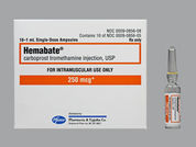 Hemabate: This is a Ampul imprinted with nothing on the front, nothing on the back.