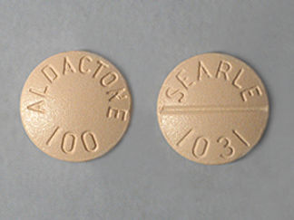 This is a Tablet imprinted with ALDACTONE  100 on the front, SEARLE  1031 on the back.