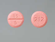 Midodrine Hcl: Esto es un Tableta rosado redondo imprimido con US  5 en la parte delantera, 212 en la parte posterior, y es fabricado por UPSHER-SMITH LA.