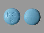 Klor-Con: Esto es un Tableta LP azul claro redondo imprimido con KC  8 en la parte delantera, nada en la parte posterior, y es fabricado por UPSHER-SMITH LA.