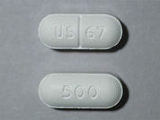Niacin: This is a Tablet imprinted with US  67 on the front, 500 on the back.
