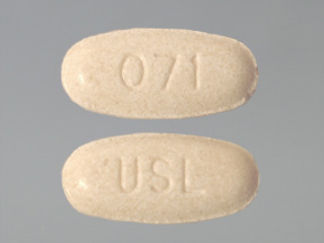 This is a Tablet Er imprinted with USL on the front, 071 on the back.
