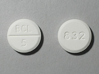 This is a Tablet imprinted with BCL  5 on the front, 832 on the back.