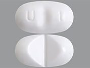 Clobazam: This is a Tablet imprinted with U 1 on the front, nothing on the back.