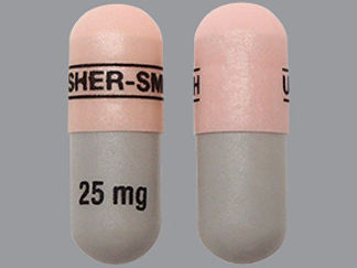 Esto es un Cápsula Para Rociar Er 24 Hr imprimido con UPSHER-SMITH en la parte delantera, 25 mg en la parte posterior, y es fabricado por None.