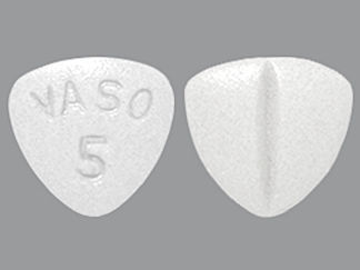 This is a Tablet imprinted with VASO  5 on the front, nothing on the back.