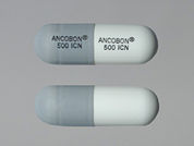 Ancobon: This is a Capsule imprinted with ANCOBON and logo  500 ICN on the front, ANCOBON and logo  500 ICN on the back.