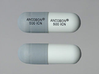 This is a Capsule imprinted with ANCOBON and logo  500 ICN on the front, ANCOBON and logo  500 ICN on the back.