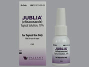 Jublia: This is a Solution With Applicator imprinted with nothing on the front, nothing on the back.