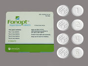 Fanapt: This is a Tablet Dose Pack imprinted with logo on the front, 1 or 2 or 4 or 6 on the back.