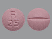 Metoprolol Tartrate: This is a Tablet imprinted with R  25 on the front, nothing on the back.