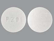 Butalbital-Aspirin-Caffeine: This is a white round Tablet imprinted with P201 on the front, nothing on the back, and is manufactured by VENSUN/STRIDES.