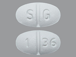 This is a Tablet imprinted with S G on the front, 1 36 on the back.
