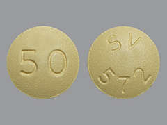 Esto es un Tableta amarillo redondo imprimido con SV  572 en la parte delantera, 50 en la parte posterior, y es fabricado por VIIV HEALTHCARE.