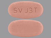 Juluca: This is a Tablet imprinted with SV J3T on the front, nothing on the back.