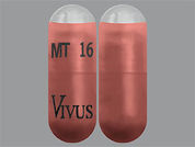 Pancreaze: This is a Capsule Dr imprinted with MT 16 on the front, VIVUS on the back.