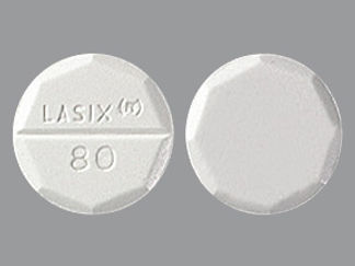 This is a Tablet imprinted with LASIX and logo 80 on the front, nothing on the back.