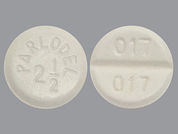 Bromocriptine Mesylate: Esto es un Tableta imprimido con PARLODEL  2 1/2 en la parte delantera, 017  017 en la parte posterior, y es fabricado por None.