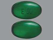 Drisdol: This is a Capsule imprinted with E 50 on the front, nothing on the back.