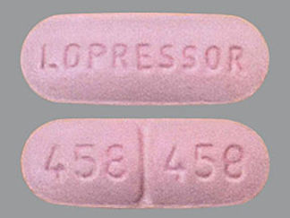 This is a Tablet imprinted with LOPRESSOR on the front, 458 458 on the back.