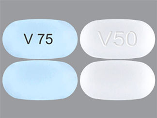 This is a Tablet Seq imprinted with V50 or V 75 on the front, nothing on the back.