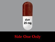 Copiktra: This is a Capsule imprinted with duv  25 mg on the front, nothing on the back.