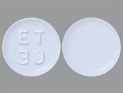 Chlorthalidone: This is a Tablet imprinted with ET  30 on the front, nothing on the back.