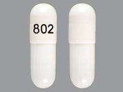 Cephalexin: This is a Capsule imprinted with 802 on the front, nothing on the back.