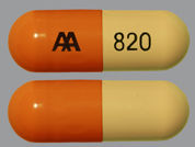 Amoxicillin: This is a Capsule imprinted with AA  820 on the front, nothing on the back.