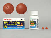 Wal-Profen: Esto es un Tableta color café redondo imprimido con 44  291 en la parte delantera, nada en la parte posterior, y es fabricado por WALGREEN CO..