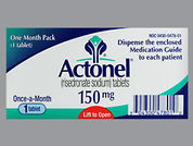 Actonel: Esto es un Tableta imprimido con RSN en la parte delantera, 150 mg en la parte posterior, y es fabricado por None.